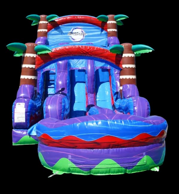 18 Ft Tropical Double Lane Waterslide inflatable rental from Jumping Jax